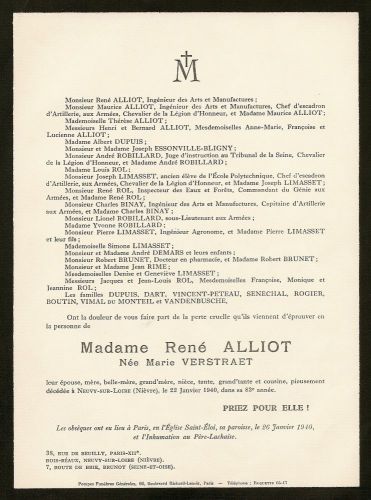 Décès de Marie ALLIOT