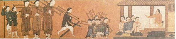 Prisonniers avec chaînes et cangues Prisonniers avec chaînes et cangues