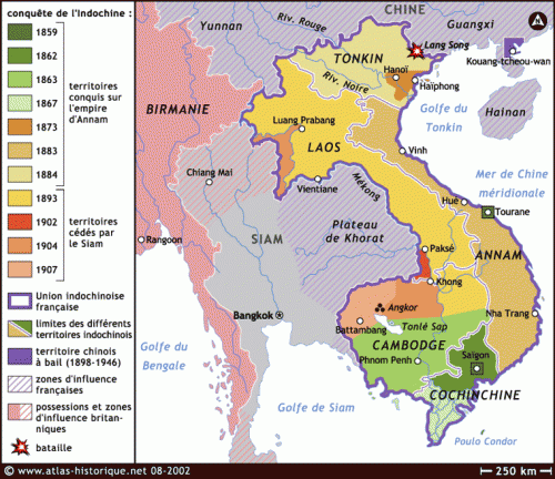 Carte de la conquête de l'Indochine Carte de la conquête de l'Indochine